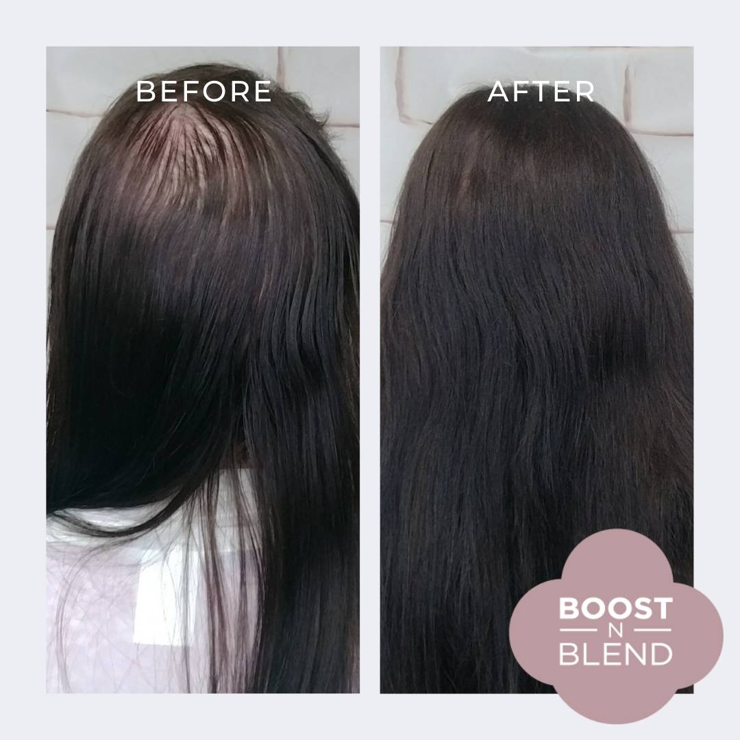 Boost N Blend before and after #colour_dusky-dark-brown