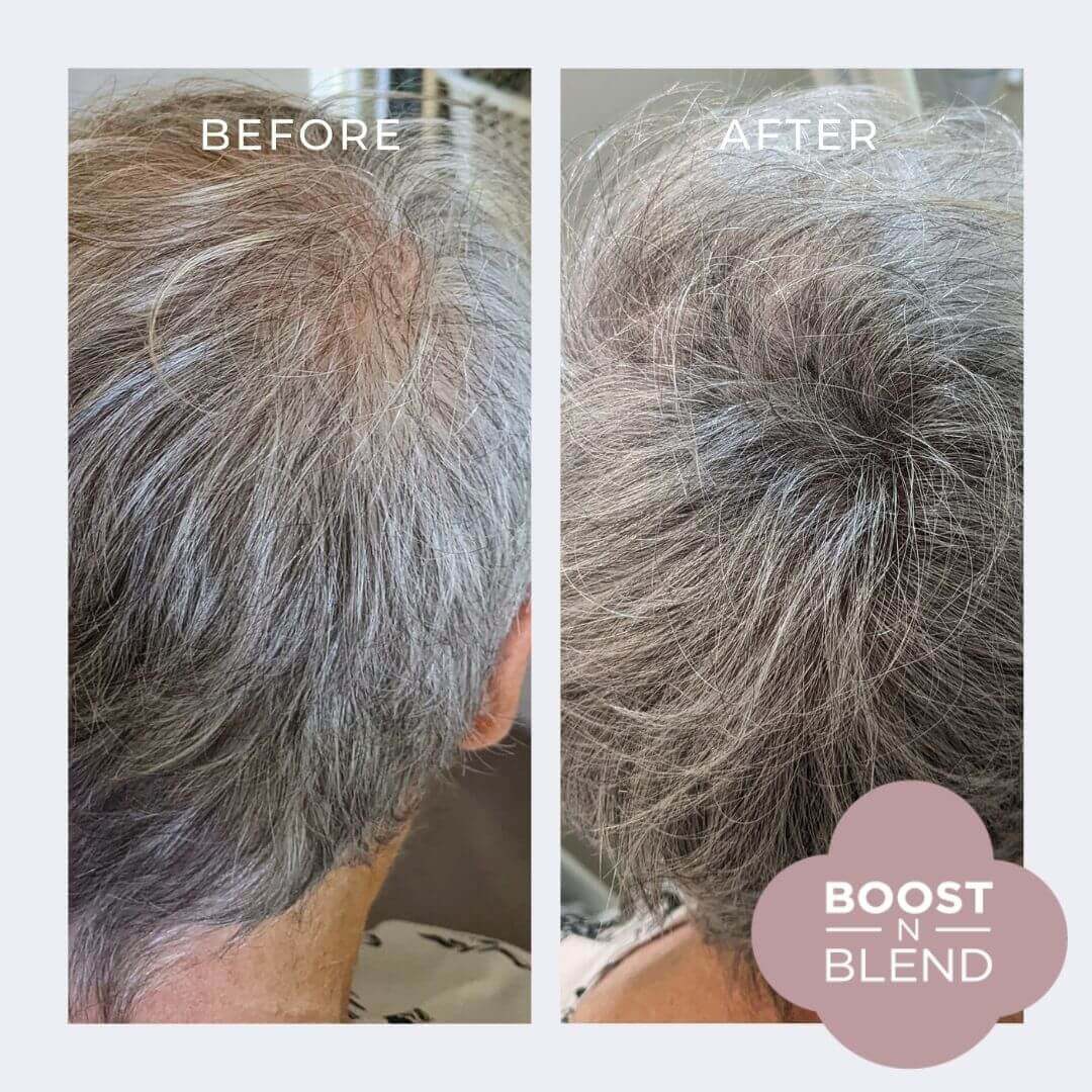 Boost N Blend before and after #colour_silky-silver-grey