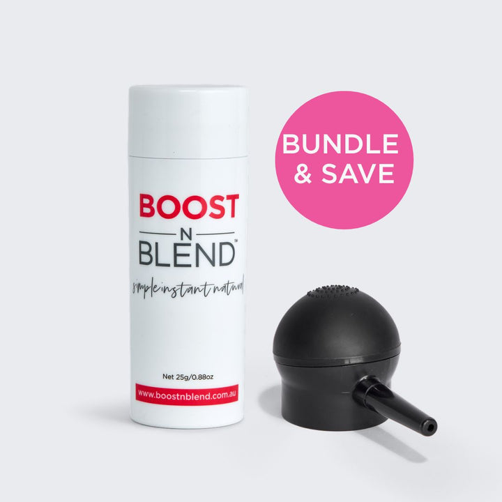 25gram bottle and applicator Boost N Blend #colour_midnight-shadow-black
