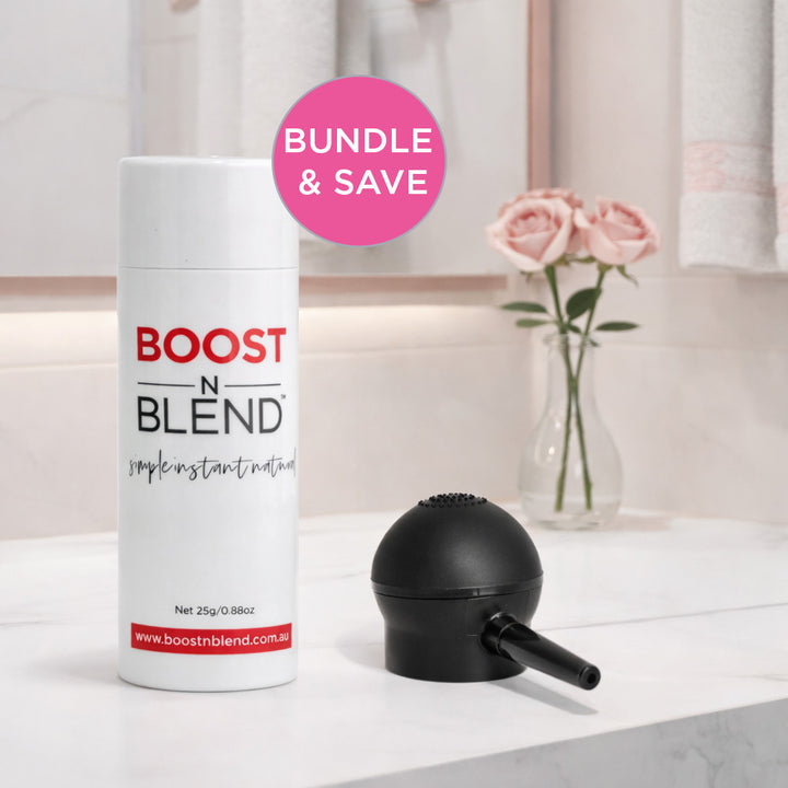 25gram bottle and applicator Boost N Blend #colour_midnight-shadow-black