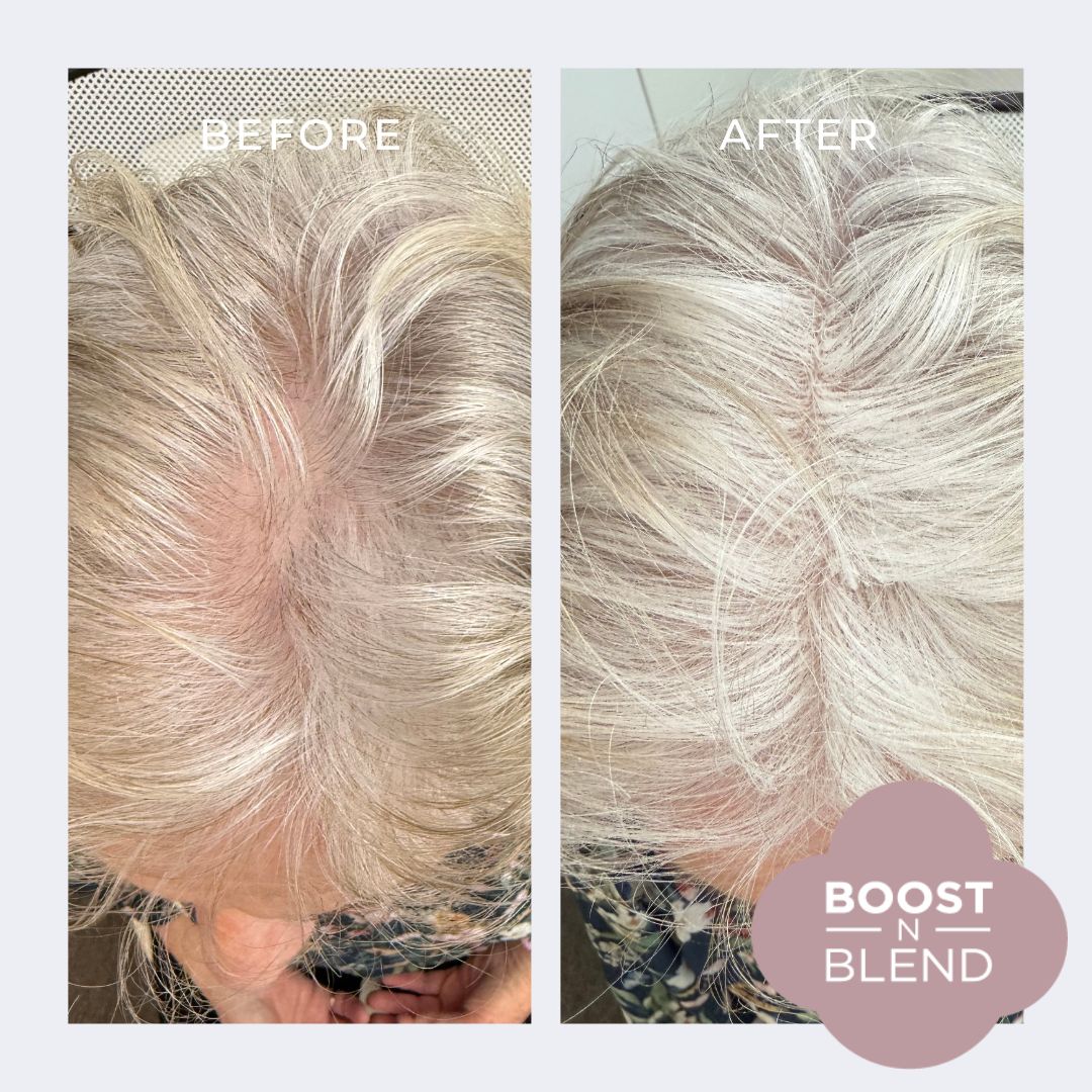 Boost N Blend Fibres Before and After #colour_iced-platinum-blonde