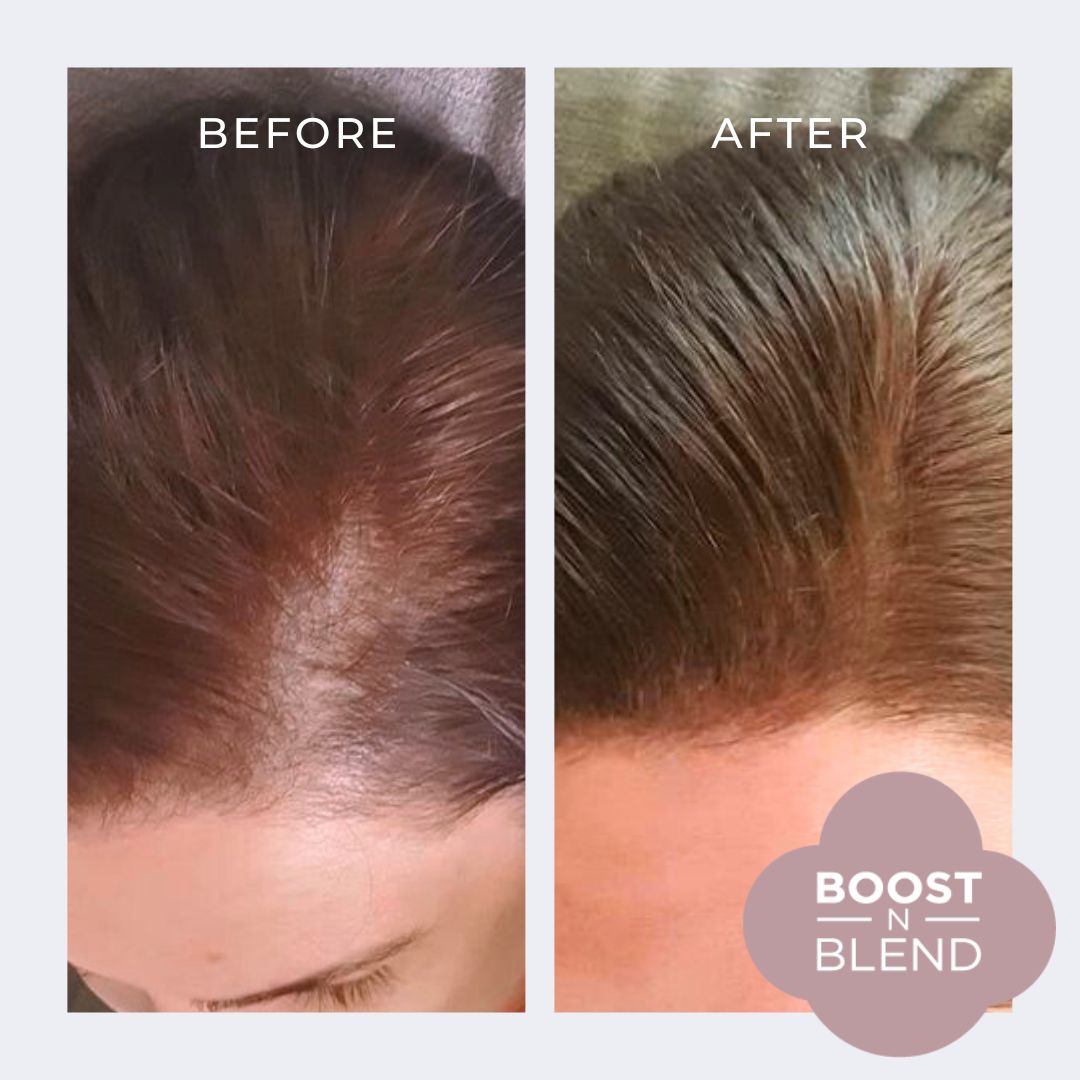 Boost N Blend Before and After #colour_warm-cinnamon-brown