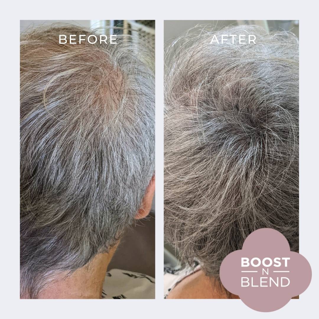 Light Silver Grey Hair Fibres Before and After