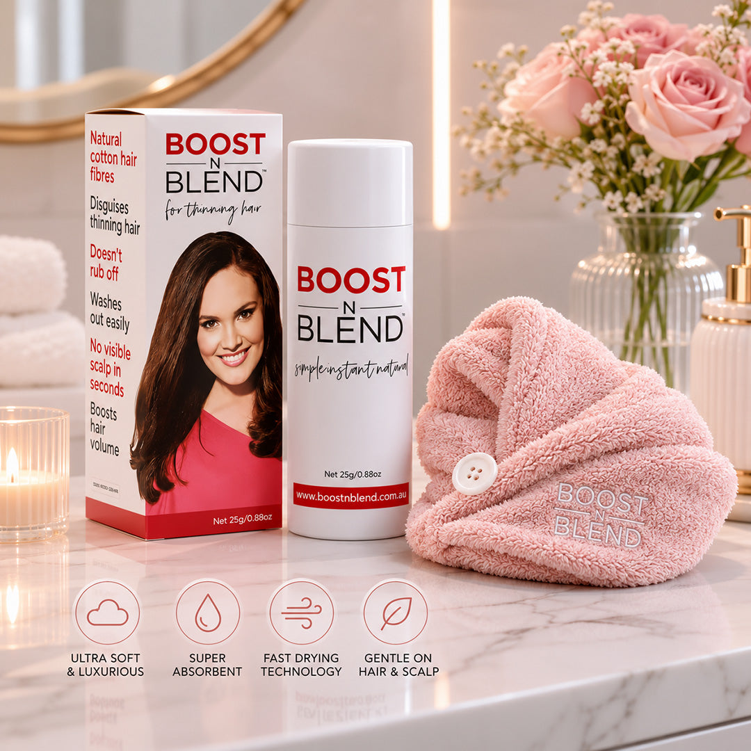 Boost N Blend hair fibres colour example #colour_midnight-shadow-black